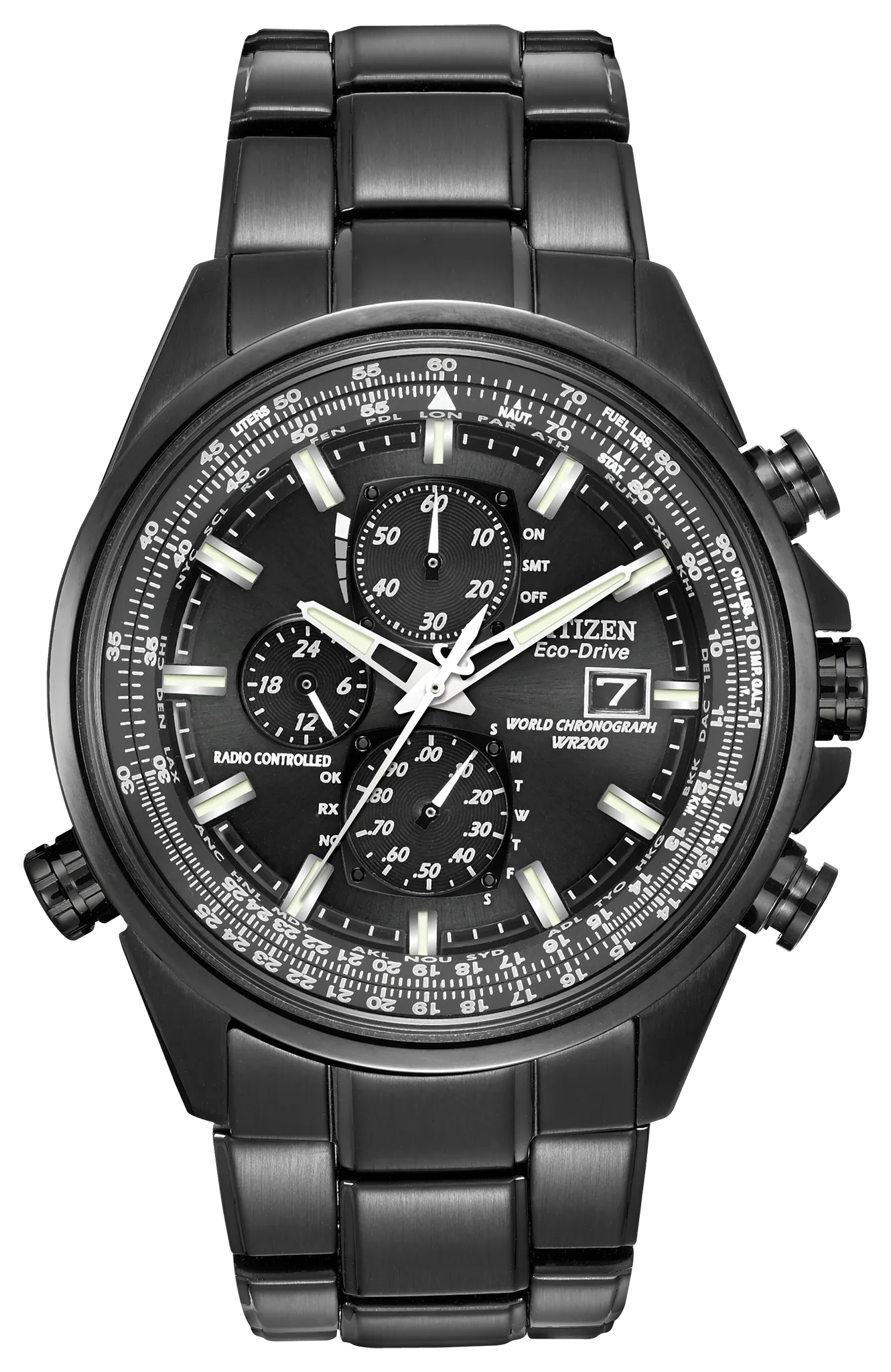 キレイな稼働品です☺︎CITIZEN WORLD TIME CHRONOGRAPH World Chronograph A-T - Men's Eco-Drive AT8020-03L Blue